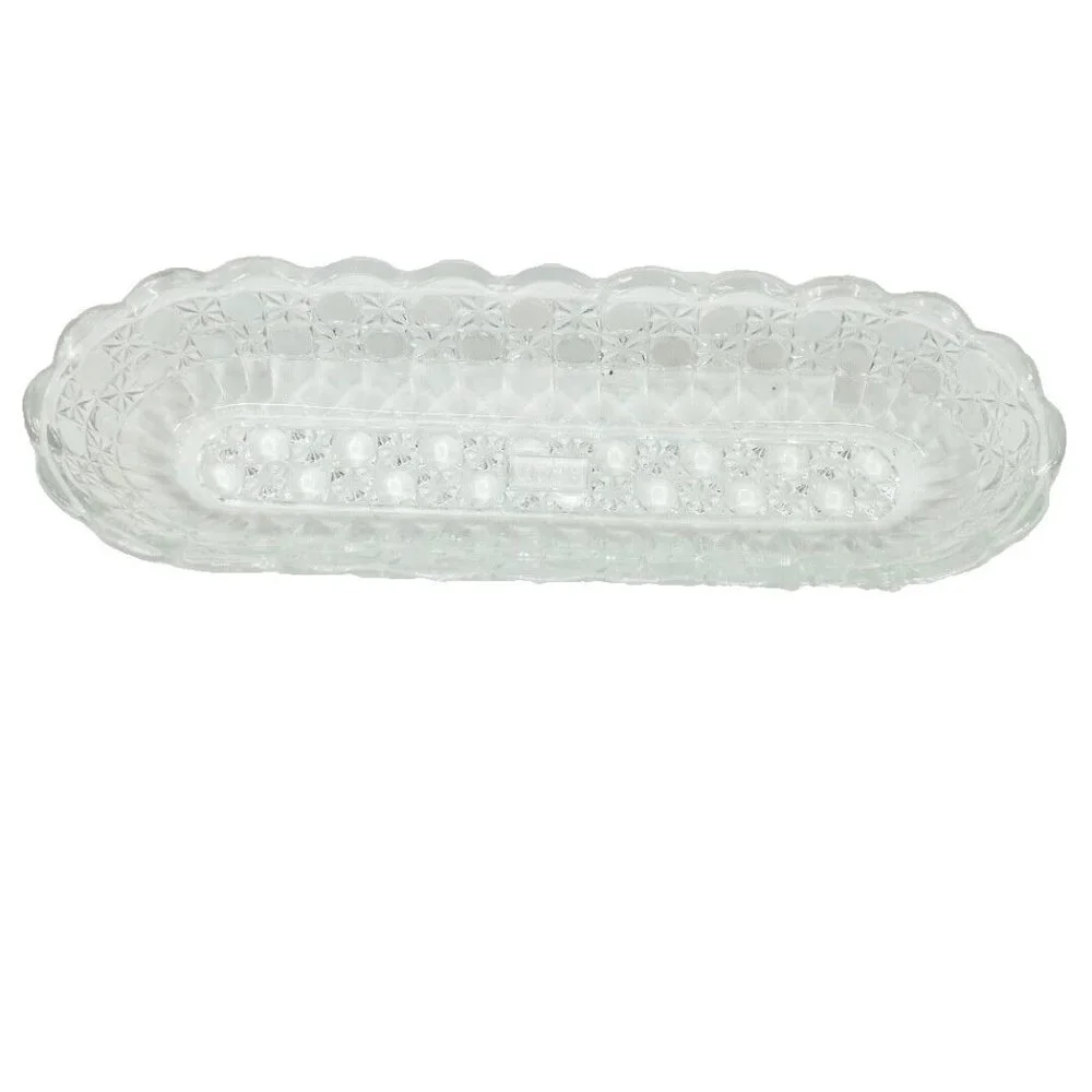 VINTAGE USA 70s Avon Glassware, OBLONG CRYSTAL~ CELERY CONDIMENTS SERVING DISH